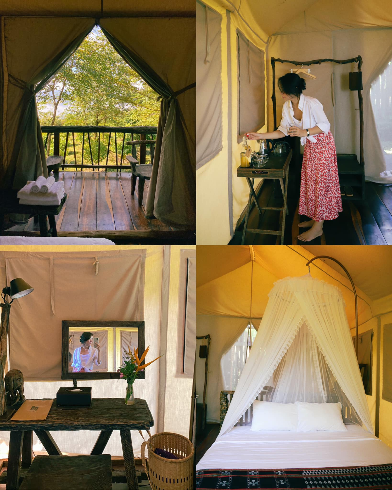 Căn lều của Hà Trúc tại Lak Tented Camp. Nguồn: Fanpage Lê Hà Trúc