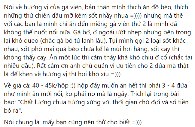T.P thẳng thừng 'chia tay' với món gà sốt ở khu chợ Hồ Thị Kỉ