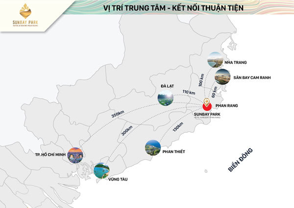 Vị trí của SunBay Park Hotel & Resort Phan Rang thuận lợi cho mọi hành trình khám phá
