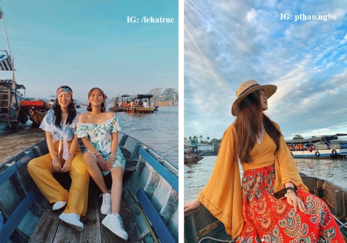Ngồi mạn thuyền mình vô tình thả dáng xinh. Ảnh: IG