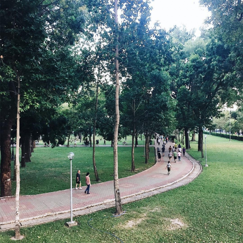 Diện tích công viên rộng lớn dưới những tán lá xanh mượt đã trở thành lá phổi xanh của toàn thành phố