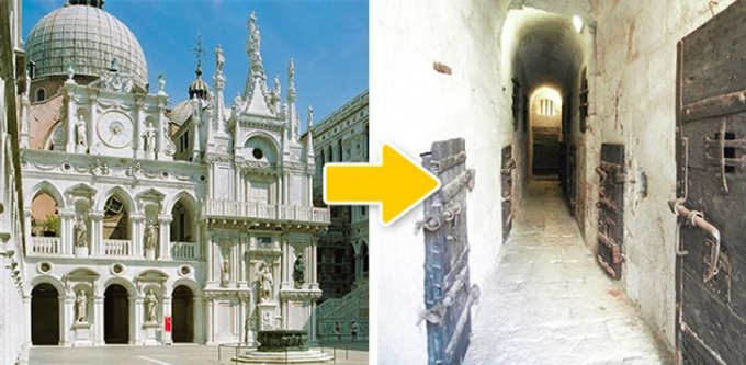 Một nhà tù ở Cung điện Doge, Venice, Ý