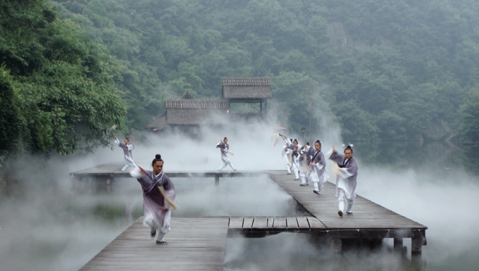 Khung cảnh các đệ tử Võ Đang đang luyện công. Ảnh: Wudang