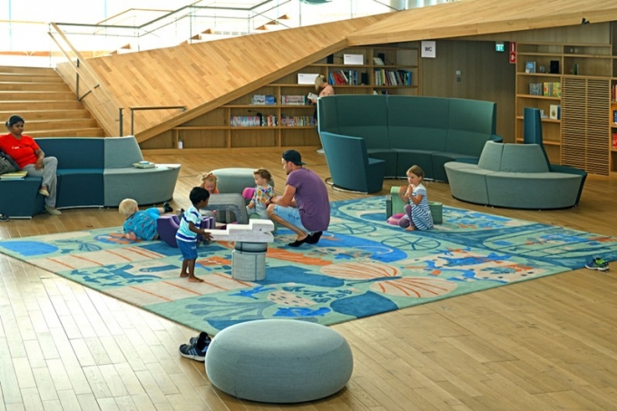 Khu vực dành cho trẻ em và gia đình. Ảnh: Oodi Helsinki Central Libary
