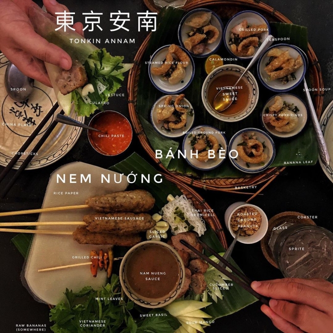 Bánh bèo chén và nem nướng tại Tonkin Annam. Nguồn ảnh: Instagram @sickknick1991