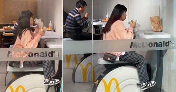 Xe đạp giảm cân ở McDonald's, ăn mấy cũng không sợ mất dáng